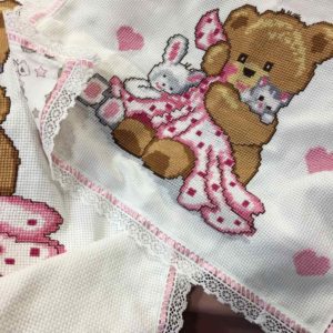 Baby pillow pink teddy bear