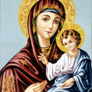 Stamped Frame Holy Mary with Christ 48 x 60