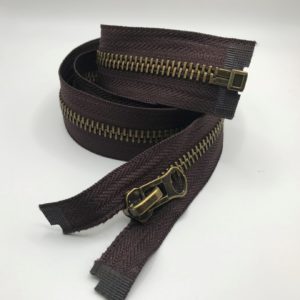 Reinforced Zipper for Jacket with metal teeth 80cm Brown