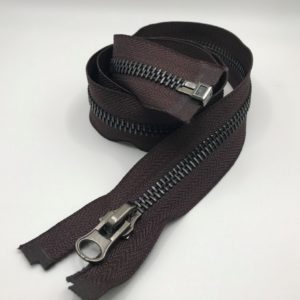 Reinforced Zipper for Jacket with metal teeth 80cm Brown