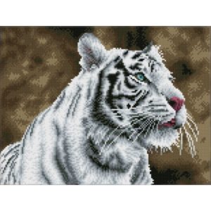 Ψηφιδωτός πίνακας Λευκή Τίγρης 41 x 31cm (Τετράγωνες Ψηφίδες)