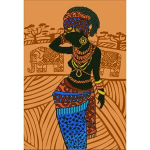 Mosaic table African woman 52 x 76cm