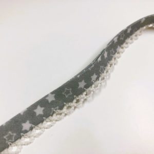 Oblique cotton webbing with stars gray - white