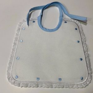 Bib Made In Italy 100% cotton white, light blue with lace