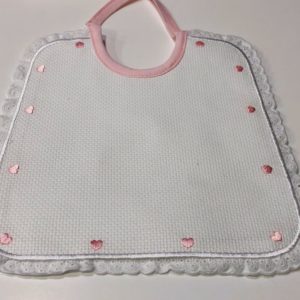 Bib Made In Italy 100% cotton white, pink with lace