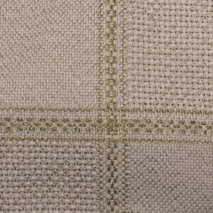Fabric for embroidery checkered tablecloth beige with gold stripe "Aphrodite"