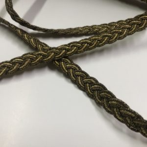 Decorative cord bicolor gold-olive 1 cm width