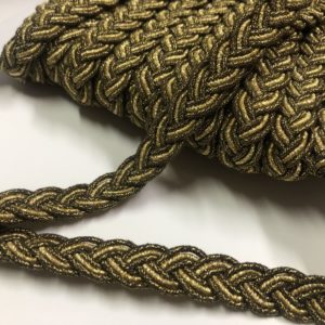 Decorative cord bicolor gold-olive 1 cm width