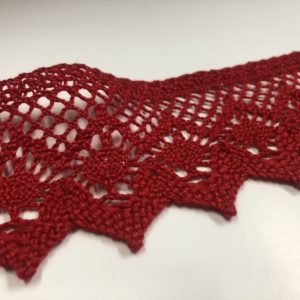 Lace 100% cotton, 6 cm width red tint
