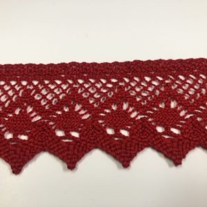 Lace 100% cotton, 6 cm width red tint