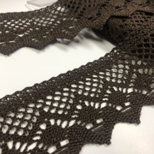 Lace 100% cotton, 6 cm width in brown shade