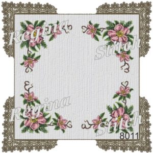 Stamped frame for cross stitch embroidery "Pink Almond Tree"