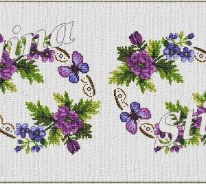 Semen stamped for cross stitch embroidery "Purple Anemones"