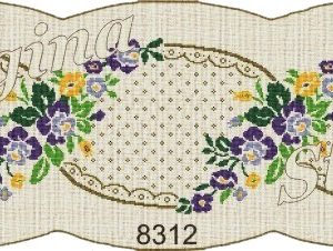 Stamped traverse for cross stitch embroidery "Blue Flowers"