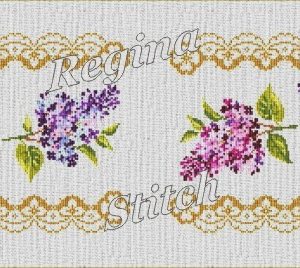 Stamped traverse for cross stitch embroidery "Lilacs"
