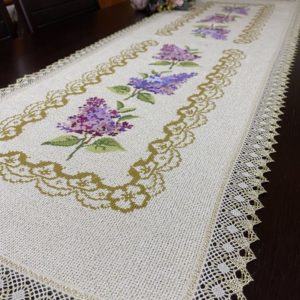 Stamped traverse for cross stitch embroidery "Lilacs"